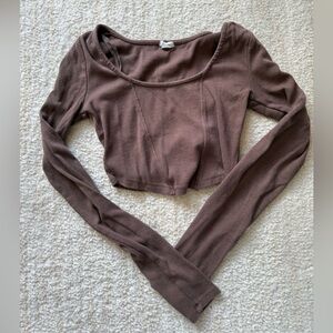 Garage Chocolate Long Sleeve Crop Top